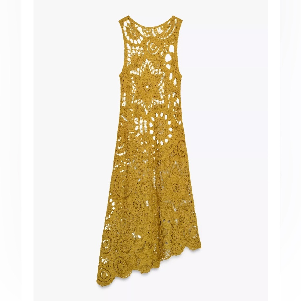 Zara Asymmetric Crochet Midi Dress - Picture 2 of 11